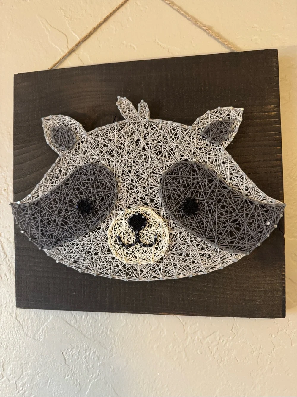Wooden String Art Animal Trio - Brown Bear, Orange Fox, Gray Raccoon